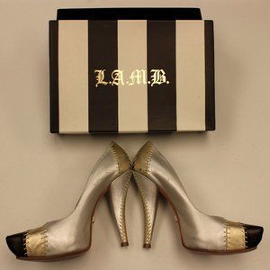 L.A.M.B. Darrel Silver Black Gold sz 10